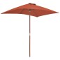 vidaXL Sombrilla de jardín con palo de madera 150x200 cm terracota