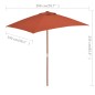 vidaXL Sombrilla de jardín con palo de madera 150x200 cm terracota
