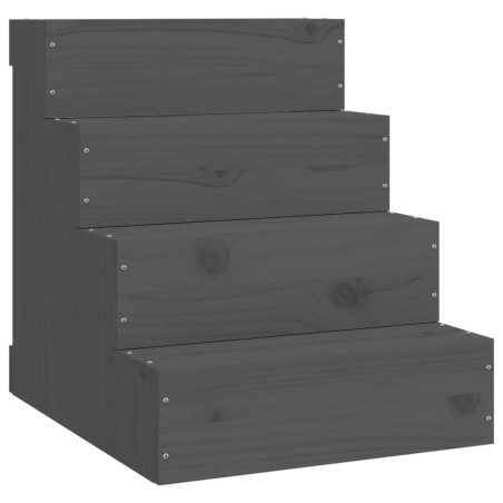 vidaXL Escalera para mascotas madera maciza de pino gris 40x49x47 cm