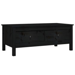 vidaXL Mesa de centro de madera maciza de pino negro 100x50x40 cm