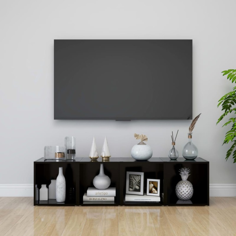 vidaXL Muebles para TV 4 uds madera contrachapada negro 37x35x37 cm vidaXL Muebles para TV 4 uds madera contrachapada negro 37x35x37 cm