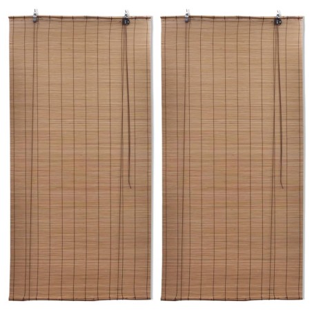 vidaXL Estor enrollable de bambú 2 unidades marrón 80x160 cm