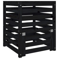 vidaXL Compostador de madera maciza de pino negro 63,5x63,5x77,5 cm