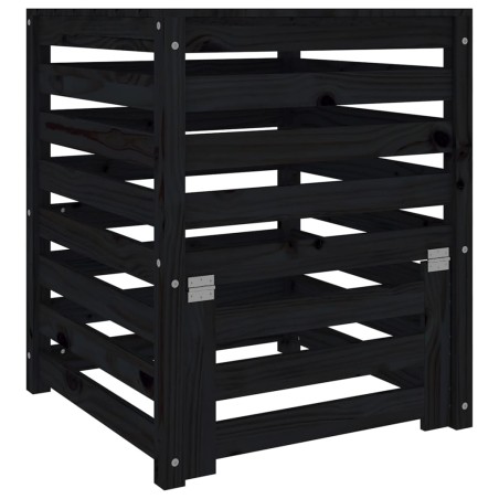 vidaXL Compostador de madera maciza de pino negro 63,5x63,5x77,5 cm