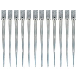 vidaXL Picas de tierra 12 uds acero galvanizado plateado 7x7x90 cm