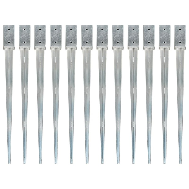 vidaXL Picas de tierra 12 uds acero galvanizado plateado 7x7x90 cm vidaXL Picas de tierra 12 uds acero galvanizado plateado 7x7x90 cm