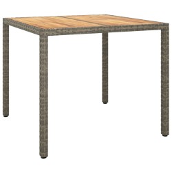 vidaXL Mesa de jardín ratán PE madera acacia maciza gris 90x90x75 cm