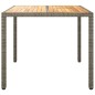 vidaXL Mesa de jardín ratán PE madera acacia maciza gris 90x90x75 cm