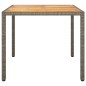vidaXL Mesa de jardín ratán PE madera acacia maciza gris 90x90x75 cm