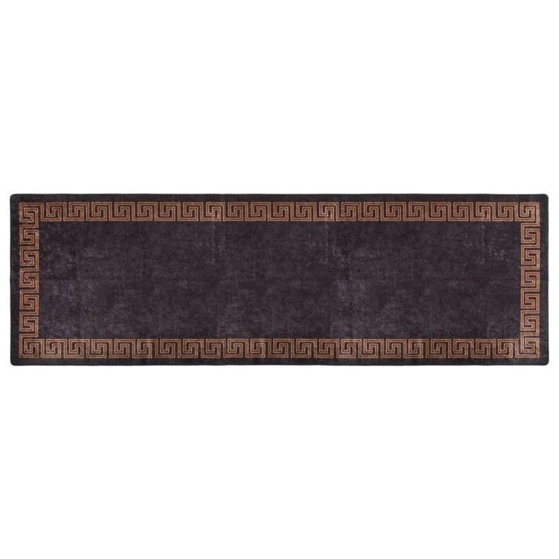 vidaXL Alfombra lavable antideslizante negro y dorado 80x300 cm vidaXL Alfombra lavable antideslizante negro y dorado 80x300 cm