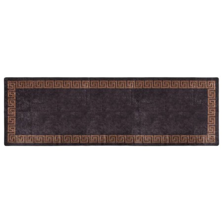 vidaXL Alfombra lavable antideslizante negro y dorado 80x300 cm