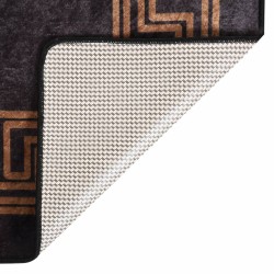 vidaXL Alfombra lavable antideslizante negro y dorado 80x300 cm