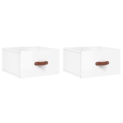 vidaXL Mesitas de noche de pared 2 uds blanco brillo 35x35x20 cm
