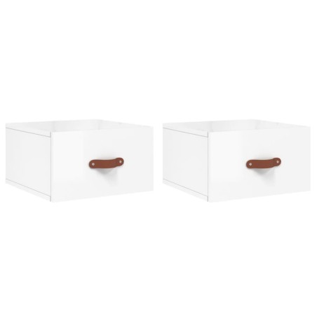 vidaXL Mesitas de noche de pared 2 uds blanco brillo 35x35x20 cm