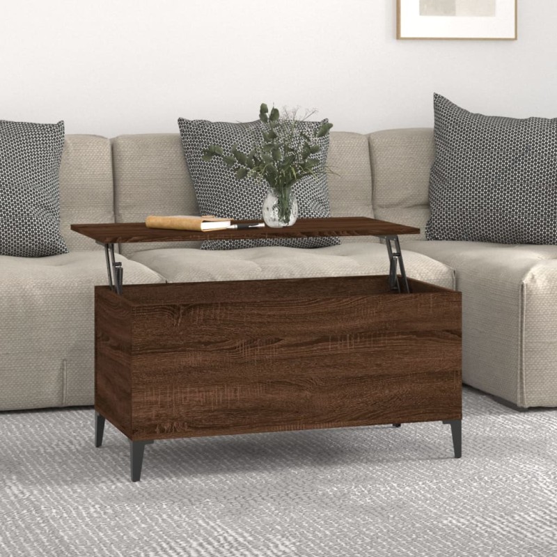 vidaXL Mesa de centro madera contrachapada roble marrón 90x44,5x45 cm vidaXL Mesa de centro madera contrachapada roble marrón 90x44,5x45 cm
