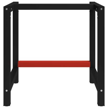 vidaXL Estructura de banco de trabajo metal negro y rojo 150x57x79 cm