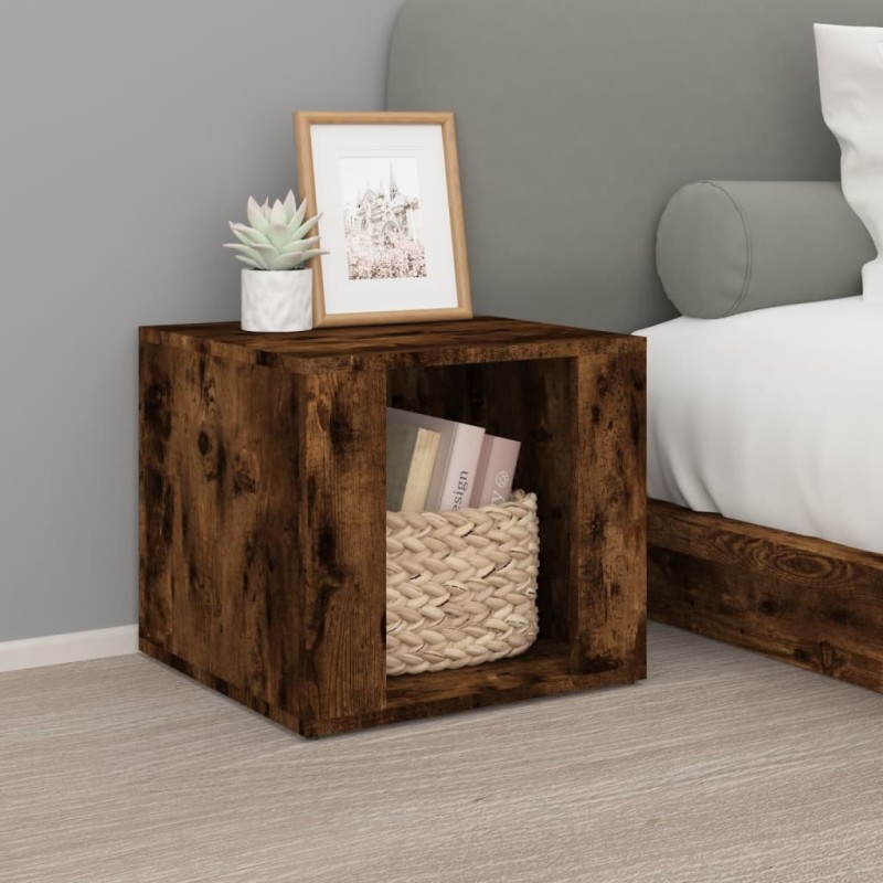 vidaXL Mesita de noche madera contrachapada roble ahumado 41x40x36 cm vidaXL Mesita de noche madera contrachapada roble ahumado 41x40x36 cm