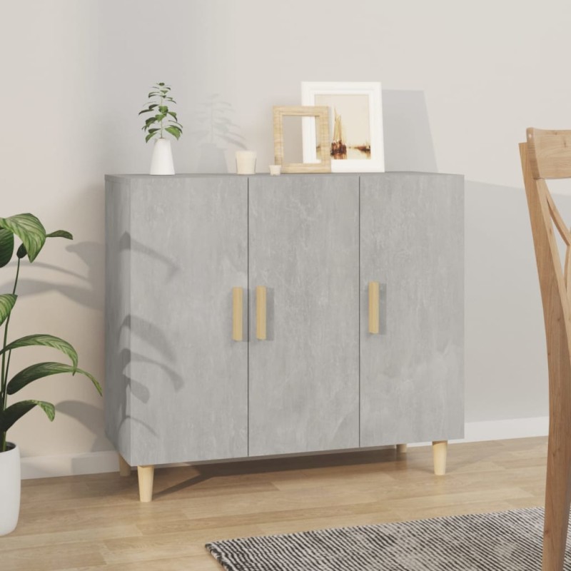 vidaXL Aparador de madera de ingeniería gris hormigón 90x34x80 cm