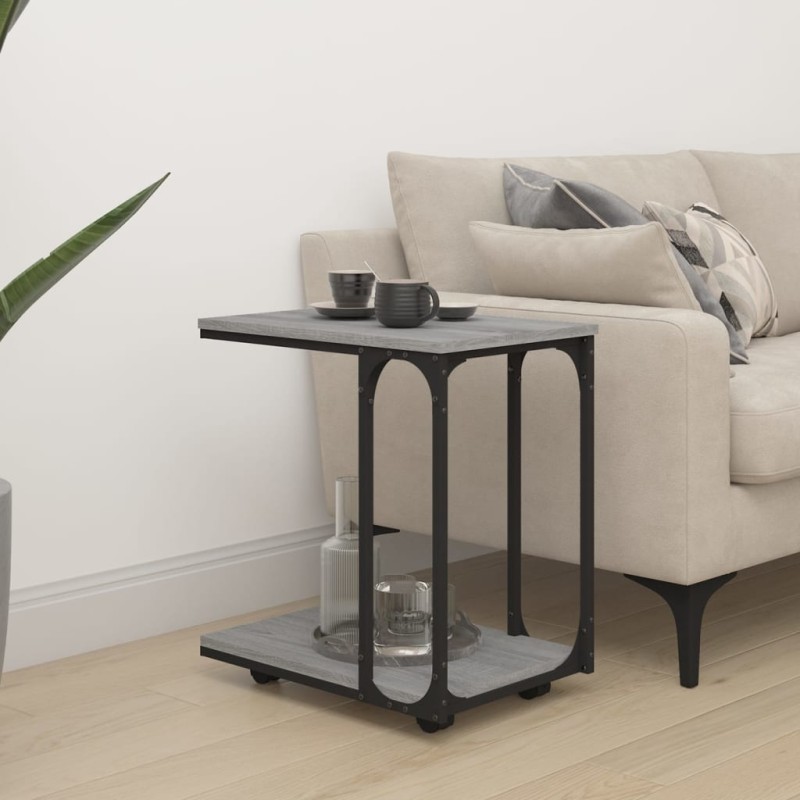 vidaXL Mesa auxiliar con ruedas madera gris Sonoma 50x35x55,5 cm vidaXL Mesa auxiliar con ruedas madera gris Sonoma 50x35x55,5 cm