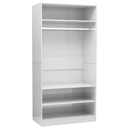 vidaXL Armario de madera contrachapada blanco brillante 100x50x200 cm