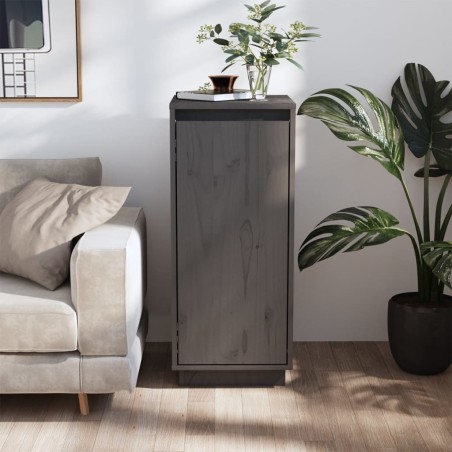 vidaXL Aparador de madera maciza de pino gris 31,5x34x75 cm