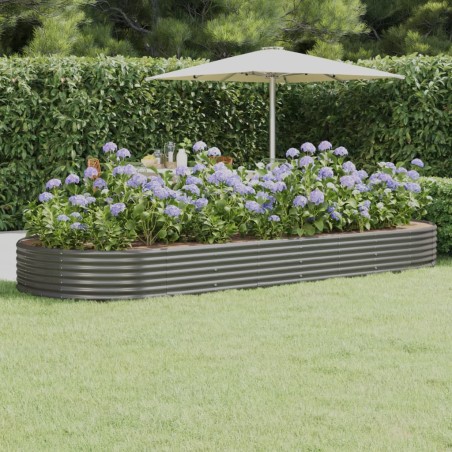 vidaXL Jardinera arriate acero recubrimiento polvo gris 373x140x36 cm