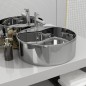 vidaXL Lavabo con rebosadero 46,5x15,5 cm cerámica plateado vidaXL Lavabo con rebosadero 46,5x15,5 cm cerámica plateado