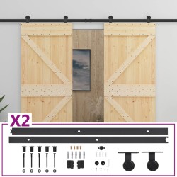 vidaXL Puerta corredera con herrajes madera maciza de pino 100x210 cm