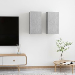 vidaXL Muebles para TV 2 uds contrachapada gris hormigón 30,5x30x60 cm
