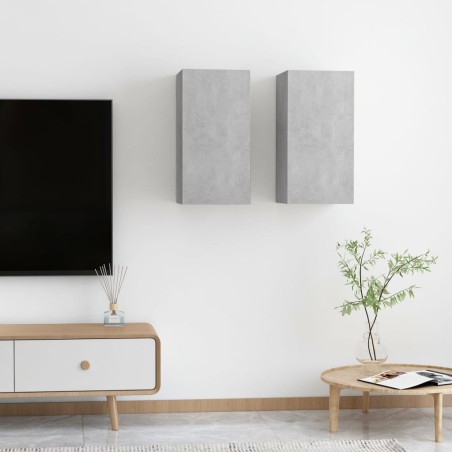 vidaXL Muebles para TV 2 uds contrachapada gris hormigón 30,5x30x60 cm