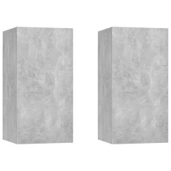 vidaXL Muebles para TV 2 uds contrachapada gris hormigón 30,5x30x60 cm