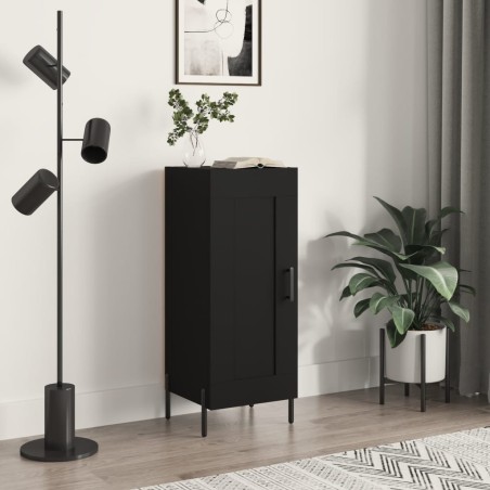 vidaXL Aparador de madera contrachapada negro 34,5x34x90 cm
