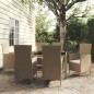 vidaXL Set de comedor de jardín 7 pzas y cojines ratán sintético beige vidaXL Set de comedor de jardín 7 pzas y cojines ratán sintético beige