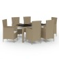 vidaXL Set de comedor de jardín 7 pzas y cojines ratán sintético beige vidaXL Set de comedor de jardín 7 pzas y cojines ratán sintético beige
