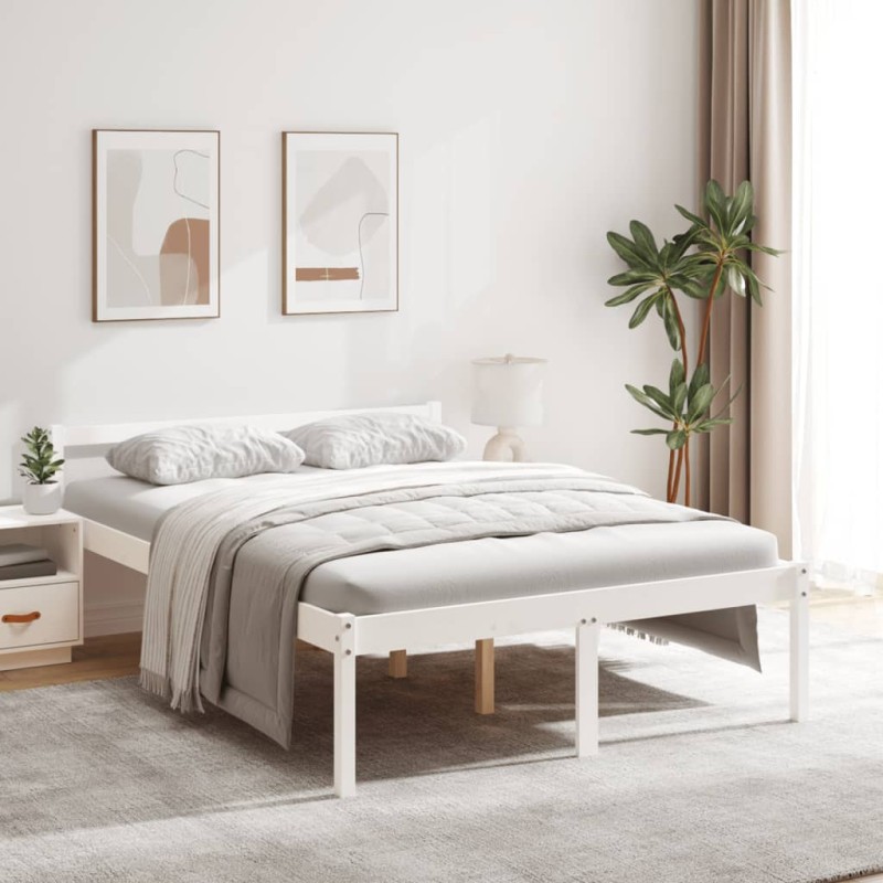 vidaXL Cama para personas mayores madera maciza pino blanca 120x200 cm vidaXL Cama para personas mayores madera maciza pino blanca 120x200 cm