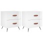 vidaXL Mesita noche 2 uds madera ingeniería blanco brillo 40x35x47,5cm