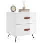 vidaXL Mesita noche 2 uds madera ingeniería blanco brillo 40x35x47,5cm