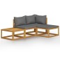 vidaXL Muebles de jardín 4 pzas cojines crema madera maciza de acacia vidaXL Muebles de jardín 4 pzas cojines crema madera maciza de acacia