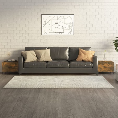 vidaXL Mesas de centro con patas metal 2 uds roble ahumado 50x50x40 cm