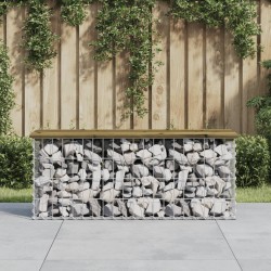vidaXL Banco jardín diseño gavión madera pino impregnada 103x31,5x42cm