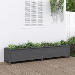 vidaXL Arriate elevado de jardín madera maciza pino gris 199,5x40x39cm