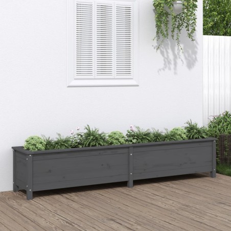 vidaXL Arriate elevado de jardín madera maciza pino gris 199,5x40x39cm