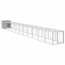 vidaXL Gallinero y corral acero galvanizado gris claro 110x1221x110 cm