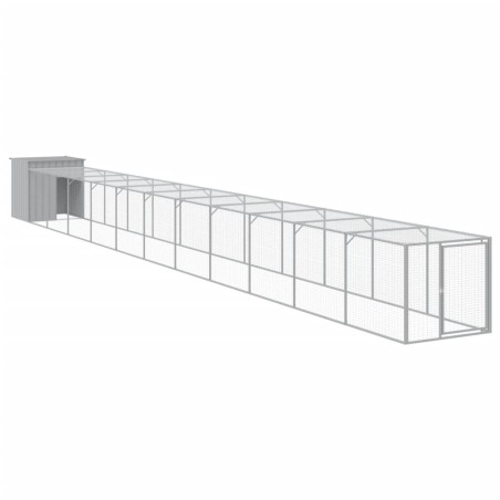 vidaXL Gallinero y corral acero galvanizado gris claro 110x1221x110 cm