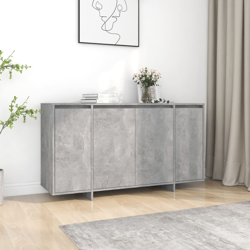 vidaXL Aparador de madera contrachapada gris hormigón 135x41x75 cm vidaXL Aparador de madera contrachapada gris hormigón 135x41x75 cm