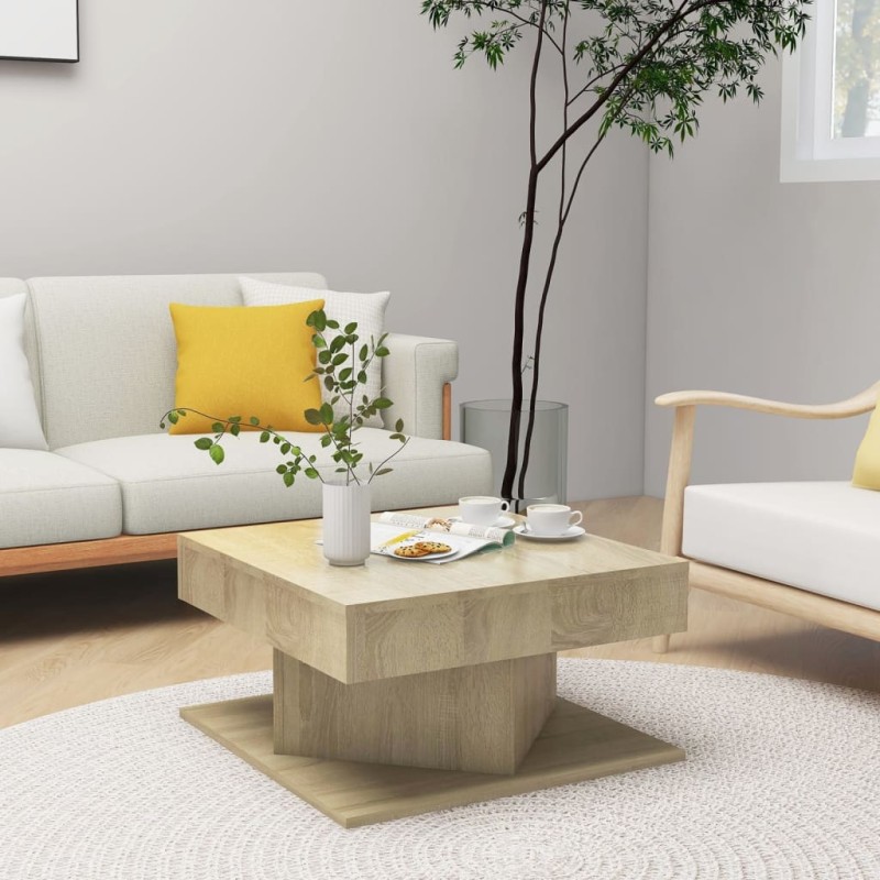 vidaXL Mesa de centro madera contrachapada roble Sonoma 57x57x30 cm vidaXL Mesa de centro madera contrachapada roble Sonoma 57x57x30 cm