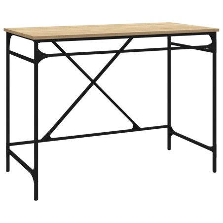 vidaXL Escritorio hierro madera contrachapada roble Sonoma 100x50x75cm
