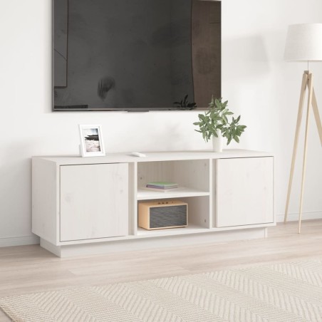 vidaXL Mueble de TV madera maciza de pino blanco 110x35x40,5 cm