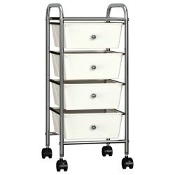 vidaXL Carrito de almacenaje portátil 4 cajones plástico blanco