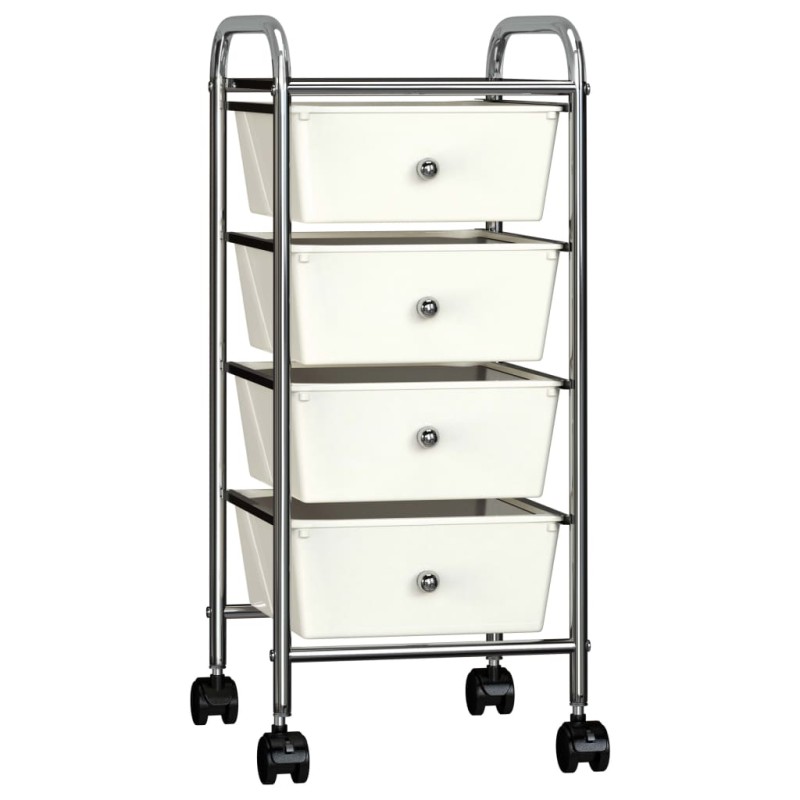 vidaXL Carrito de almacenaje portátil 4 cajones plástico blanco
